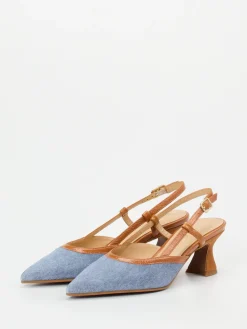 Damen Maripé – Slingback-Pumps aus Veloursleder Denim