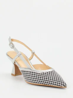 Damen Maripé – Slingback-Pumps aus Textil in Silber