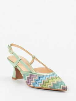 Damen Maripé – Slingback-Pumps aus Textil in Metallic-Optik