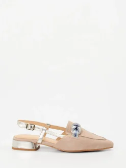 Damen Maripé – Slingpumps aus Veloursleder -Metallic