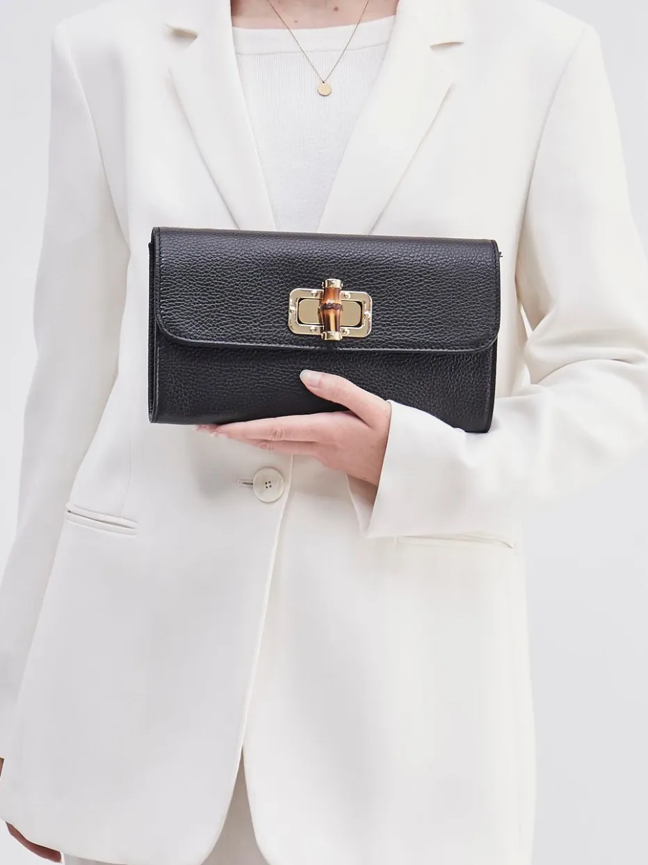 – Clutch aus Kalbleder mit Bambusverschluss*Marlon Firenze New