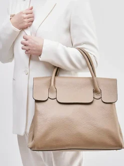 – Henkeltasche aus Kalbleder Beige*Marlon Firenze Discount