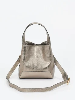 Damen Marlon Firenze – Mini-Bucket-Bag aus Leder metallic