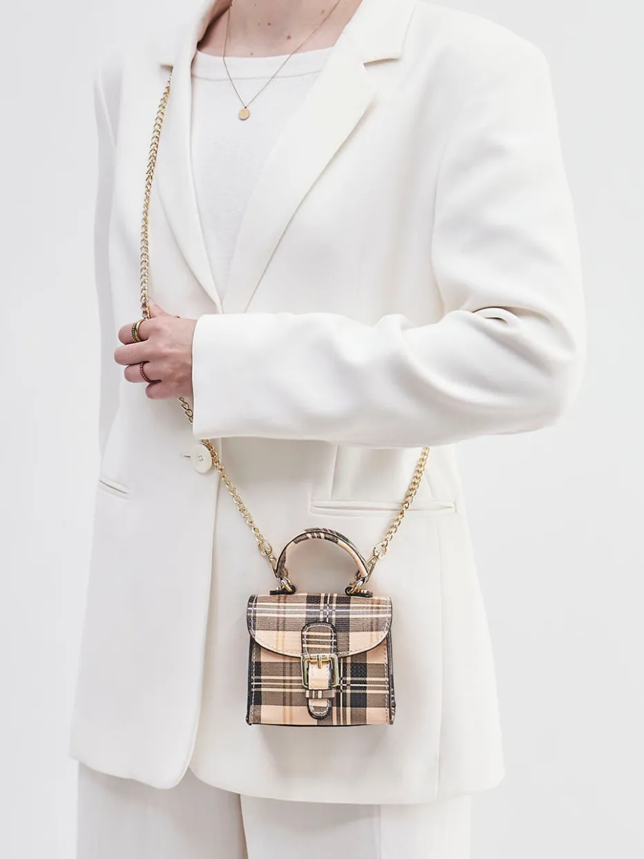 – Minitasche aus Kalbleder mit Karomuster*Marlon Firenze Best