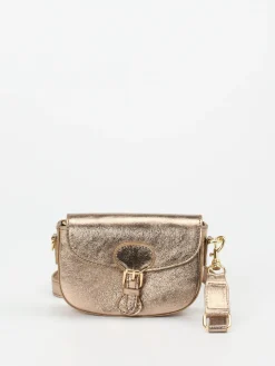 Damen Marlon Firenze – Schultertasche aus Metallicleder bronzegold