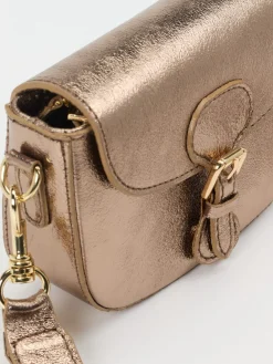 Damen Marlon Firenze – Schultertasche aus Metallicleder bronzegold