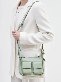 – Schultertasche aus Kalbleder Salbei*Marlon Firenze