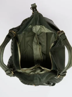 – Shopper Bag aus Flechtleder Oliv*Marlon Firenze New