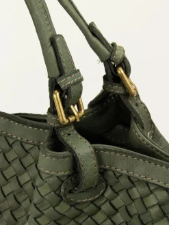 – Shopper Bag aus Flechtleder Oliv*Marlon Firenze New