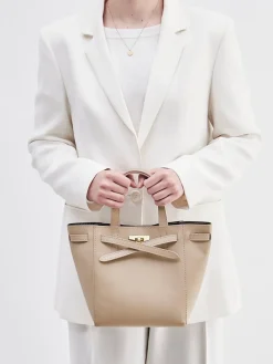 Damen Marlon Firenze – Tote Bag aus Kalbleder taupefarben