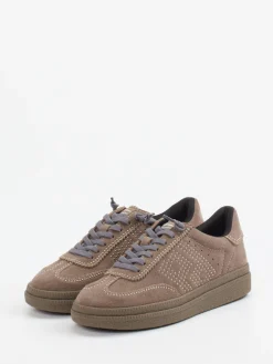 Damen MRP – Low-Top Sneaker aus Veloursleder in Taupe