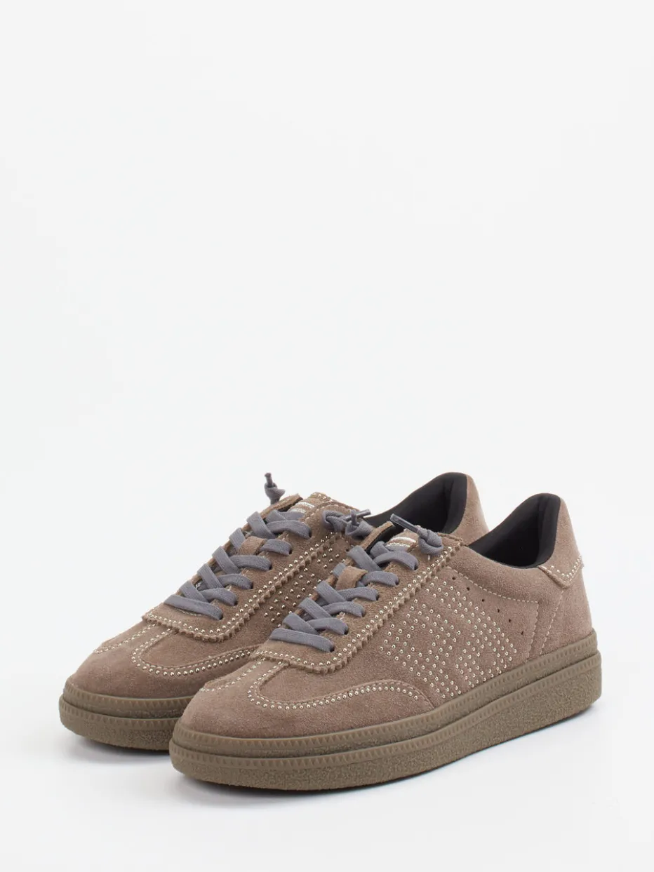 Damen MRP – Low-Top Sneaker aus Veloursleder in Taupe