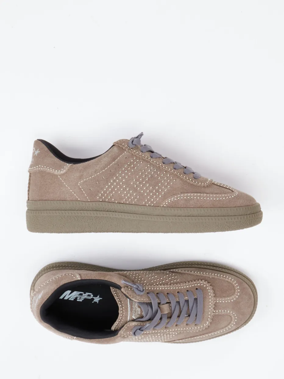 Damen MRP – Low-Top Sneaker aus Veloursleder in Taupe