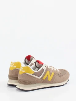 Damen New Balance – Retro-Sneaker aus Veloursleder-Mesh sand