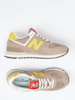 Damen New Balance – Retro-Sneaker aus Veloursleder-Mesh sand
