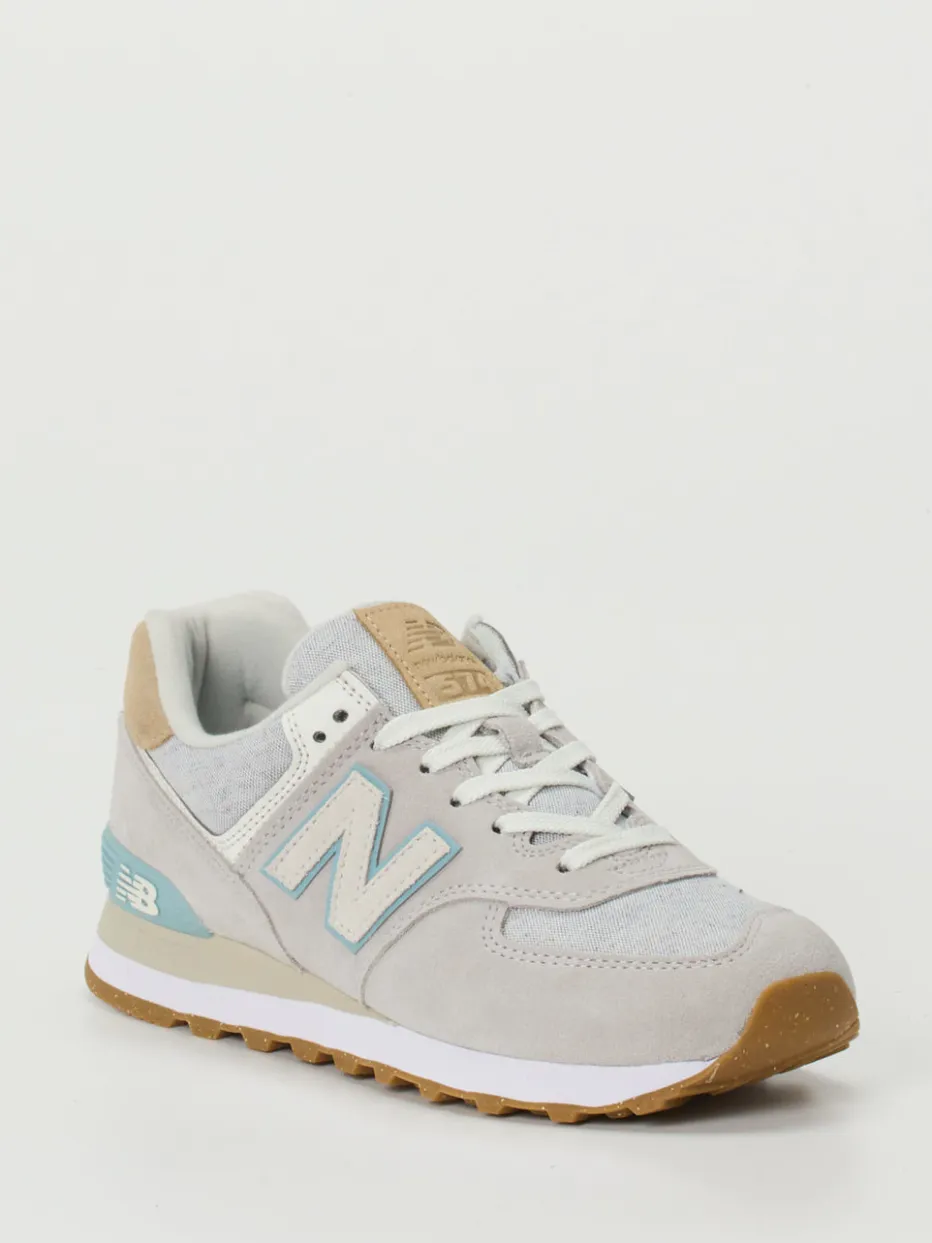 Damen New Balance – Sneaker aus Textil und Veloursleder Hell