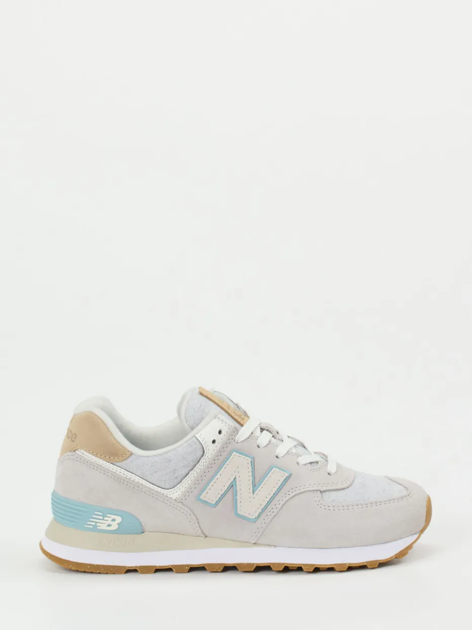 Damen New Balance – Sneaker aus Textil und Veloursleder Hell