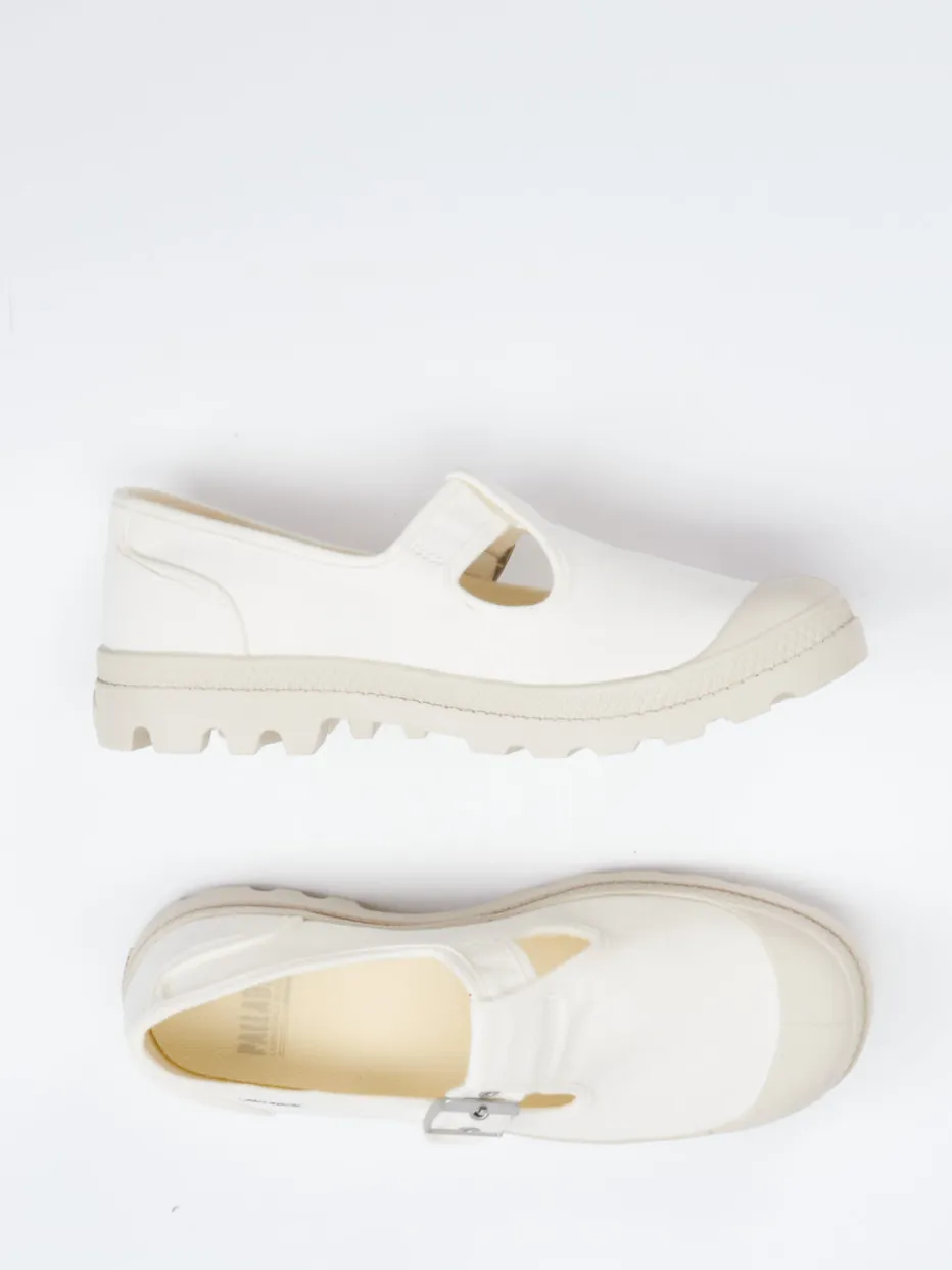 Damen Palladium – Mary Jane Sneaker aus Canvas creme