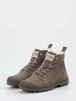 Damen Palladium Unisex Palladium – Schnürboots aus Veloursleder schlamm