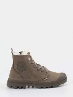 Damen Palladium Unisex Palladium – Schnürboots aus Veloursleder schlamm