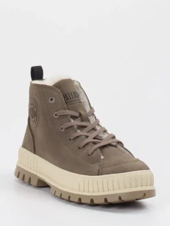Damen Palladium Unisex Palladium – Schnürboots aus Veloursleder in Taupe