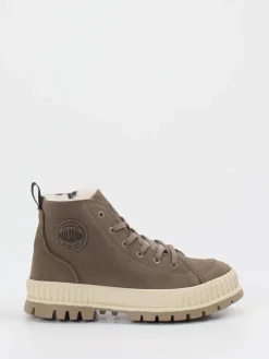 Damen Palladium Unisex Palladium – Schnürboots aus Veloursleder in Taupe