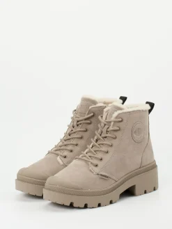 Damen Palladium – Schnürboots aus Nubukleder beigegrau