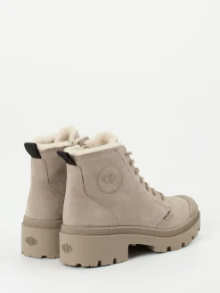 Damen Palladium – Schnürboots aus Nubukleder beigegrau