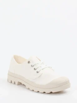 Damen Palladium – Schnürschuhe aus Canvas in Off-White