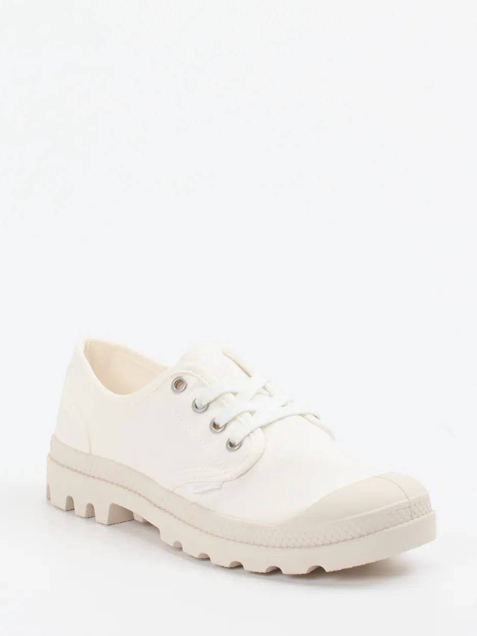 Damen Palladium – Schnürschuhe aus Canvas in Off-White