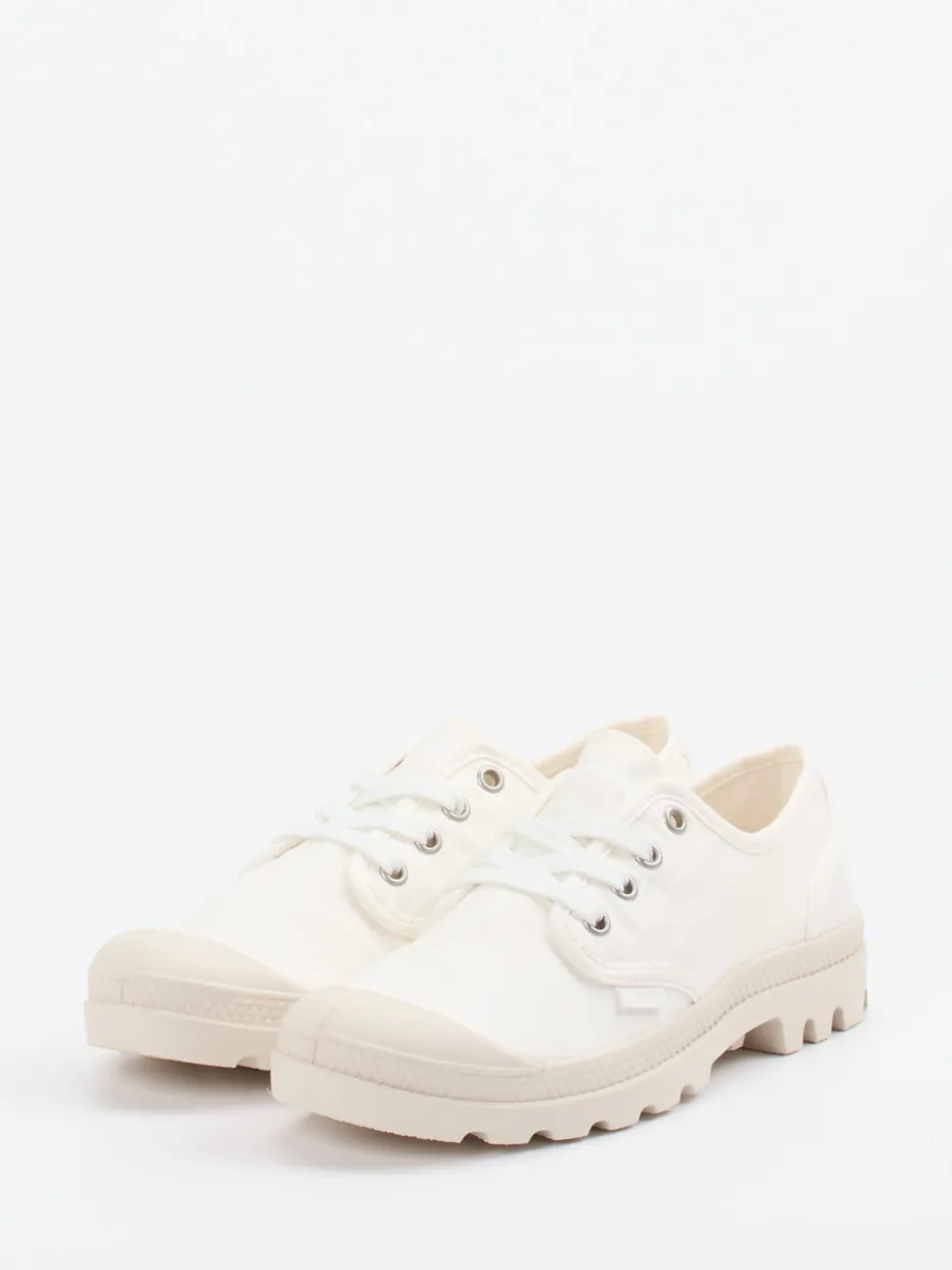 Damen Palladium – Schnürschuhe aus Canvas in Off-White