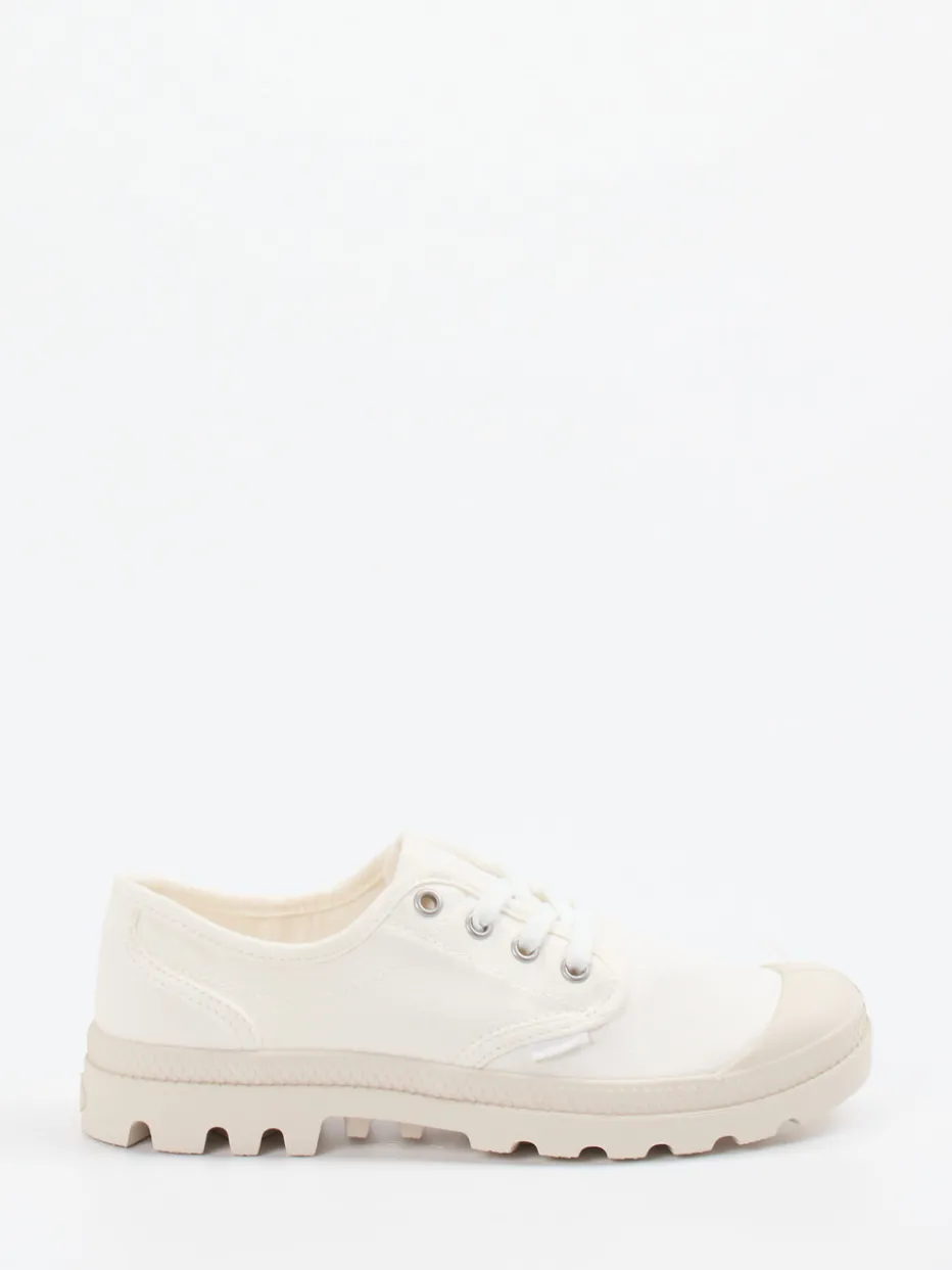 Damen Palladium – Schnürschuhe aus Canvas in Off-White