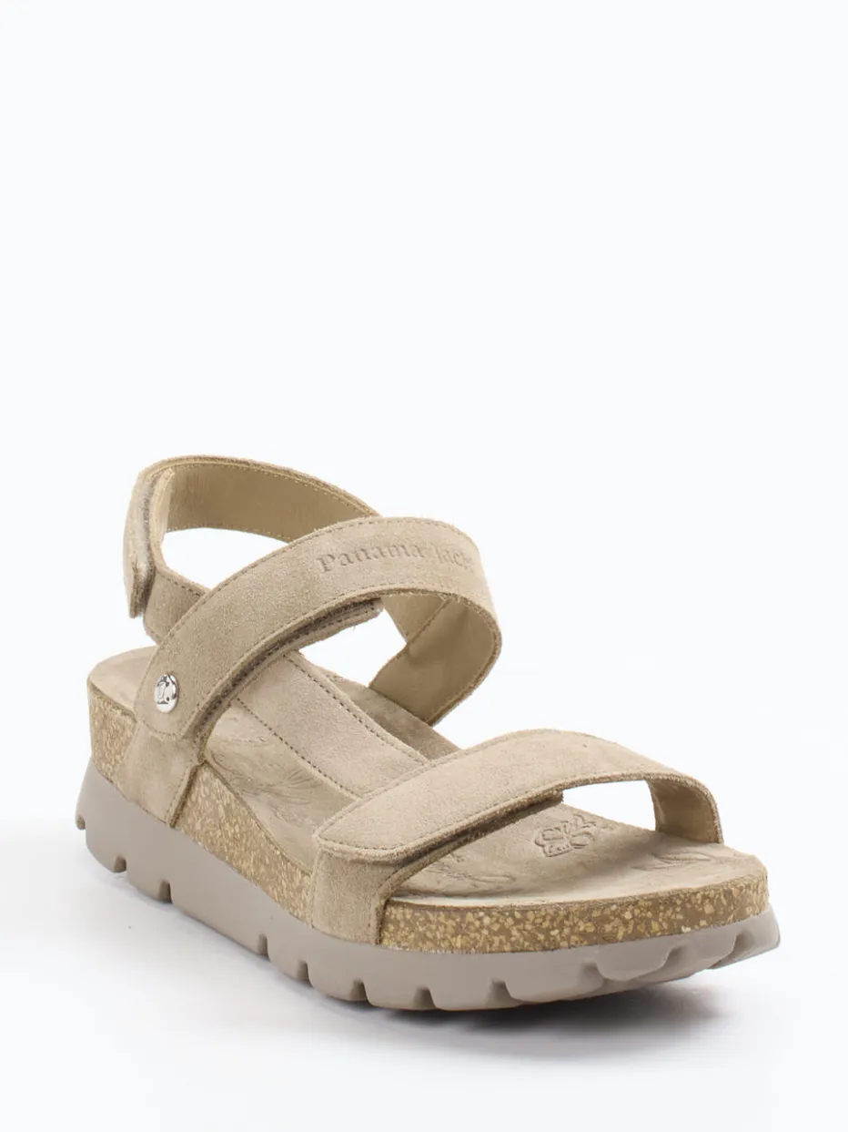 Damen Panama Jack – Keilsandalette aus Veloursleder taupe