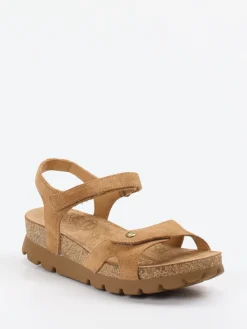 Damen Panama Jack – Keilsandalette aus Veloursleder cognac