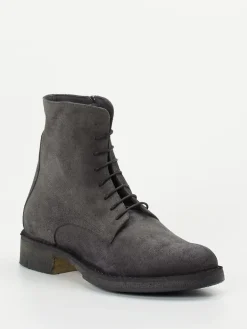 Damen Pantanetti – Schnürboots aus Veloursleder Anthrazit