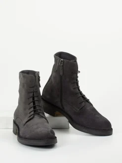 Damen Pantanetti – Schnürboots aus Veloursleder Anthrazit