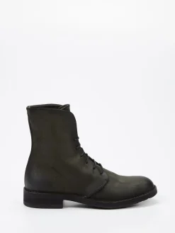 – Schnürstiefelette aus Veloursleder in Oliv*Pantanetti Outlet