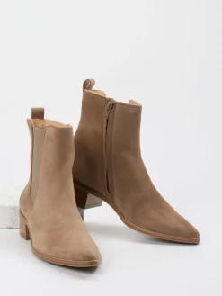 Damen Paul Green – Chelsea Boots aus Veloursleder sandbeige