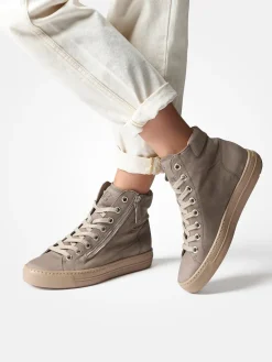Damen Paul Green – High-Top Sneaker aus Nubukleder taupefarben