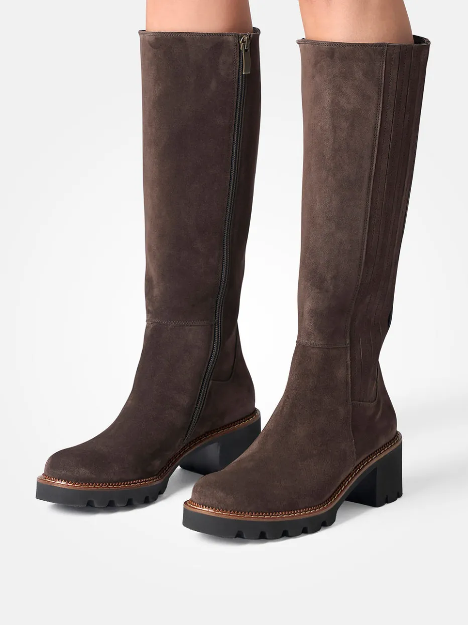 Damen Paul Green – Kniehohe Stiefel aus Veloursleder