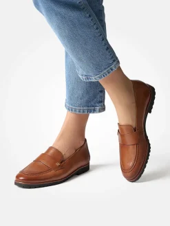 Damen Paul Green – Loafer aus Kalbleder cognacfarben