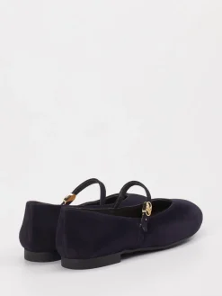 Damen Paul Green – Mary-Jane-Ballerina aus Veloursleder Dunkel