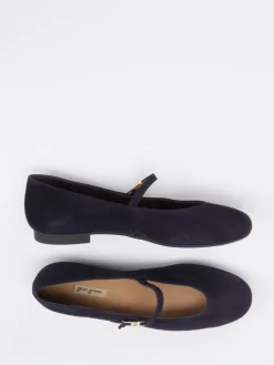 Damen Paul Green – Mary-Jane-Ballerina aus Veloursleder Dunkel