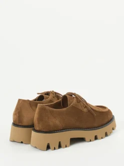 Damen Paul Green – Plateau-Schnürer aus Veloursleder cognac