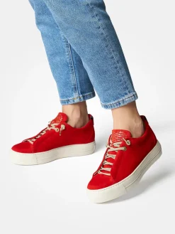 Damen Paul Green – Plateau-Sneaker aus Veloursleder orange