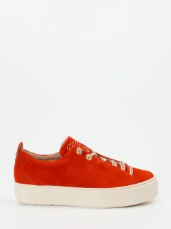 Damen Paul Green – Plateau-Sneaker aus Veloursleder orange