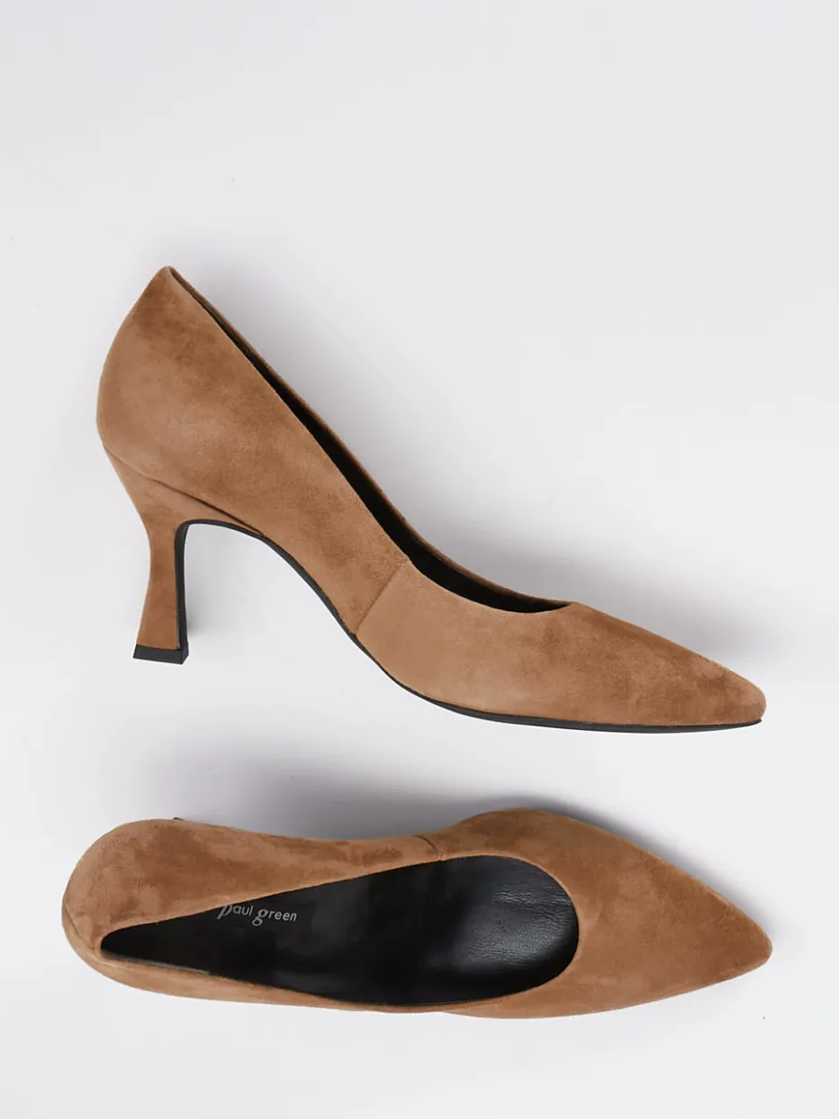 Damen Paul Green – Pumps aus Veloursleder cognac