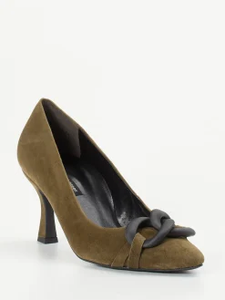 Damen Paul Green – Pumps aus Veloursleder olivbraun