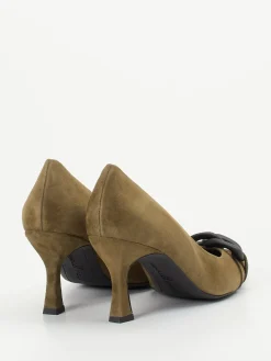 Damen Paul Green – Pumps aus Veloursleder olivbraun