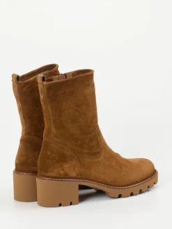 Damen Paul Green – Stiefelette aus Veloursleder cognac